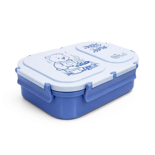 Image of Classic Steels Bento Duo Lunch Box for Kids 600ml, 2 Compartment Stainless Steel Tiffin Box, Leak Resistant, BPA Free, School Lunch Box - Blue