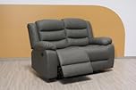 Madrid Leather Recliner Sofa Set with Cupholders – 3+2 Seater Manual Recliner Sofas for Living Room (Grey, 2 Seater)