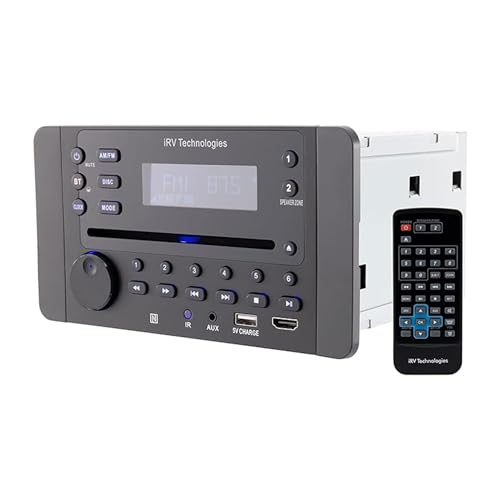 iRV62 2 Zones Wall Mount RV Stereo - 4-Speaker Output, DVD/CD/MP4 Player, HDMI ARC & CEC, NFC Bluetooth, App Control, Digital Surround Sound Entertainment Hub for Trailers