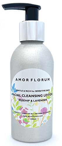 99% Natural LOCIÓN LIMPIADORA FACIAL - VITAMINA E, ROSA MOSQUETA Y LAVANDA 150 ml de AMOR FLORUM. Protege y Calma. Sin Perfume, Sin Alcohol. pH 5.5 para Piel Sensible y Atópica Refuerza el Microbioma.