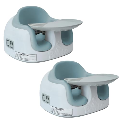 Image of Bumbo 2 Pack 3-in-1 Multi-Seat for 6 to 36 Months, Travel Baby and Infant Feeding & Play Floor Seat, Portable Booster with Tray, White /Desert Mirage