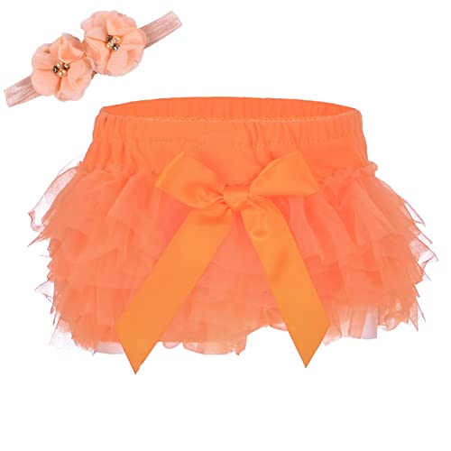 Baby Girls'Tutu Bloomers Newborn Toddler Cotton Tulle Ruffle Diaper Covers with Bow 0-24 Months