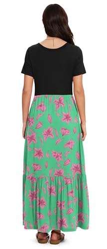 Image of VIISHOW Women's Short Sleeve Maxi Dress 2026 Summer V Neck Knit Loose Plain Empire Waist Casual Dresses with Pockets