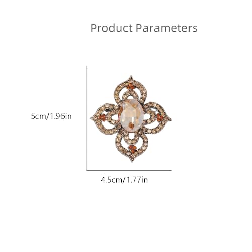Image of Antique Crystal Brooch Pin for Women Men Vintage Rhinestone Art Deco Flower Clover Boho Victorian Brooches Lapel Pins Elegant Dress Accessories Wedding Birthday Jewelry