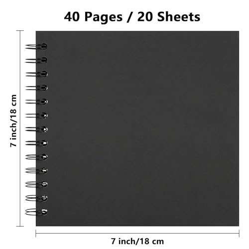 Yopih DIY Scrapbook Album 18x18 cm Hardcover Kraft Paper Scrap Book with 20 Sheets Memory Book for Family and Wedding Photography Black - Image 2