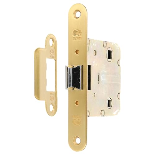 Amig - Picaporte Unificado para Puertas de Madera - Cerradura para Puerta Interior - Cierre de Embutir de Acero Latonado - Entrada 50 mm - Acabado: Mate