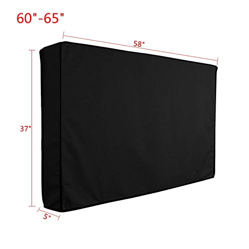 Outdoor tv-hoes buiten tv-hoes 600D zwaar Oxford-materiaal voor 24 tot 75 inch tv met afstandsbediening tas waterdicht en stofdicht tv-deksel buiten tv-behuizing (kleur: zwart, maat: 60 x 65 inch