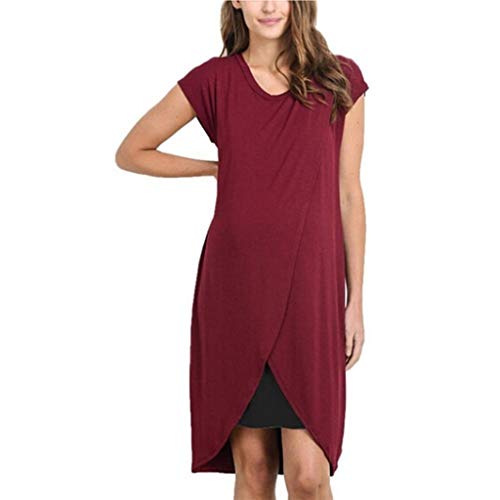 Preisvergleich Produktbild Aberimy Stillkeid Umstandskleid Still Kleid Schwangerschafts Kleid Still-Nachthemd Stillen Kleid Frauen Damen Kleid Sommer Damen Kleider Mit Ärmellos Weste Baumwolle Solide Mode