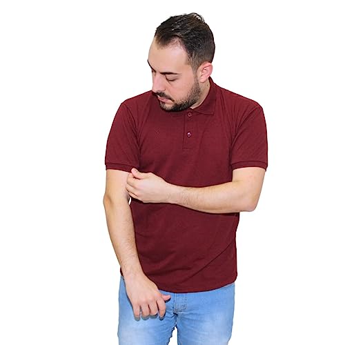 Kit 3 Camisas Gola Polo Masculina Piquet Básica Lisa (as2, alpha, l, regular, Mescla, Vinho, Chumbo)