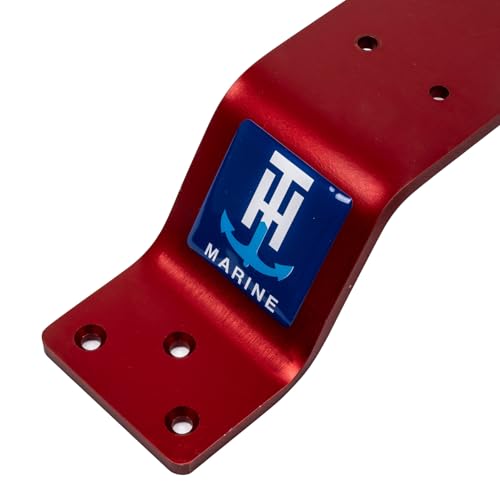 Image of T-H Marine Kong Wave Tamer Bow Mount Sonar Bracket - Heavy Gauge Aluminum, Universal Fishfinder Electronics Mount, Over Trolling Motor Pedal Bracket, Durable Anodized Finish, Red, 18.5 inch