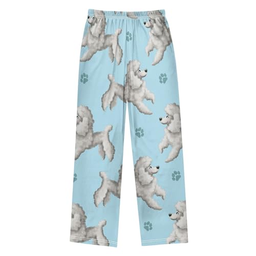 Gray Doodle Dog Boys Pants Boys Athletic Pants Long Pant for Boywith Pockets Wide-Leg Size 6-14Y2