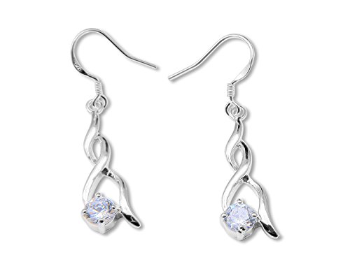 Preisvergleich Produktbild Enez Ohrringe Creolen Ohrstecker Zirkonia 925 Sterling Silber plattiert D416b