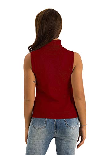 Image of Spicy Sandia Women Stretchable Turtleneck Knit Sleeveless Slim Fit Sweater