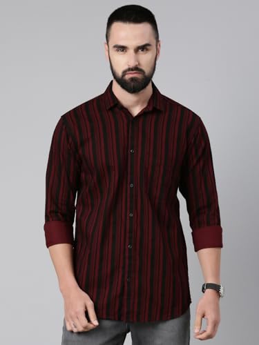 Image of Majestic Man Men's Standard Slim Fit Striped Pure Cotton Casual Shirt