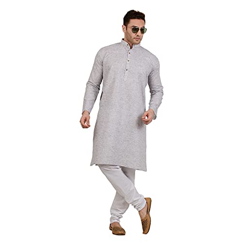 Image of Amazon Brand - Anarva Men's Pastel Linen Kurta Pyjama Set