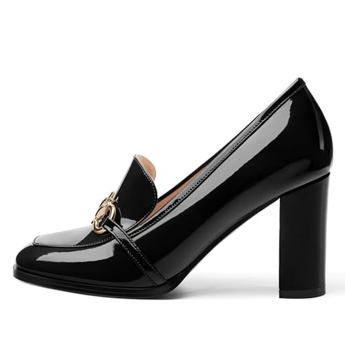 Women's Chunky Heel Square Toe Pumps, Heel High Loafers for Women, Office Commuter Party Prom Single Shoes2