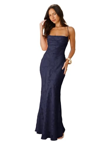 Floral Bridesmaid Dresses Maxi Cowl Neck Spaghetti Strap Mermaid Formal Evening Gowns