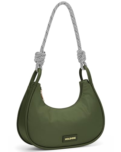 molshine Crescent Handbag, Nylon Shoulder Bag, Armpit Bag, Fashion Clutch Purse for Women Lady Model Outdoor
