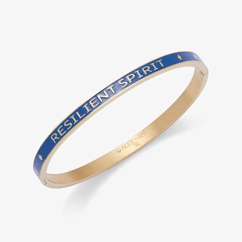 Alex and Ani Resilient Spirit Enamel Hinge Bracelet:Stainless Steel Gold:Blue2