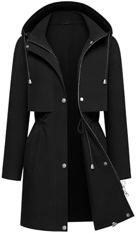 Women Rain Jacket Long Hooded Raincoat Windbreaker Waterproof for...