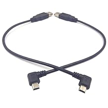 كابل USB صغير من مجموعة واحدة ، Haokiang 8 بوصة USB 2.0 ذكر إلى USB صغير بزاوية 90 درجة سلك كابل شحن ذكر - أسود يسار / يمين