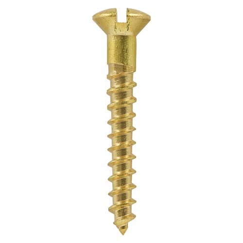 3.5x25 (6x1) brass raised slotted head screw (Pack of 20, 50, 100) (50), Gold