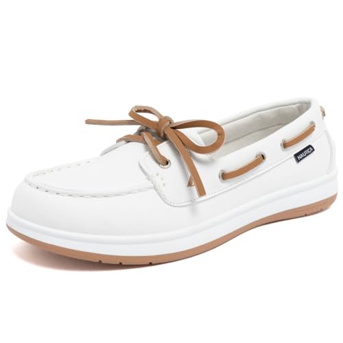 Image of Nautica Women's Casual Boat Shoes, Moc-Toe Loafers with Cushioned Insole, Deck Fashion Sneaker
