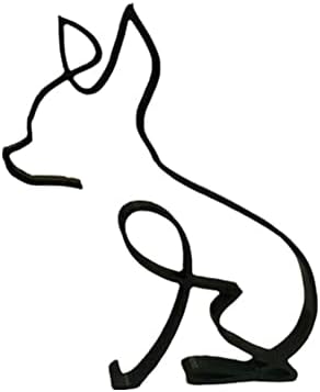 pulunto Metal Dog Minimalist Art Sculpture Wall Decor, Abstract Metal Wire Geometric Dog Line Drawing Art Statue Shelf Sitter Home Wall Tabletop Ornament