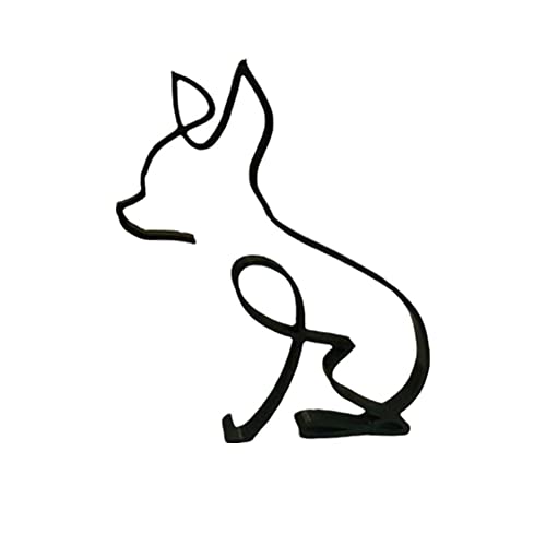 Pulunto Metal Dog Minimalist Art Sculpture Wall Decor, Abstract Metal Wire Geometric Dog Line Drawing Art Statue Shelf Sitter Home Wall Tabletop Ornament #TOP27