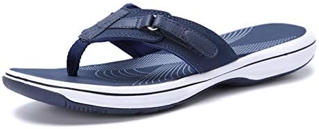 DOGDAN Women's Flip Flops Thong Cushion Sandals Toepost Slippers Navy Blue 8