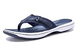 DOGDAN Women's Flip Flops Thong Cushion Sandals Toepost Slippers Navy Blue 8