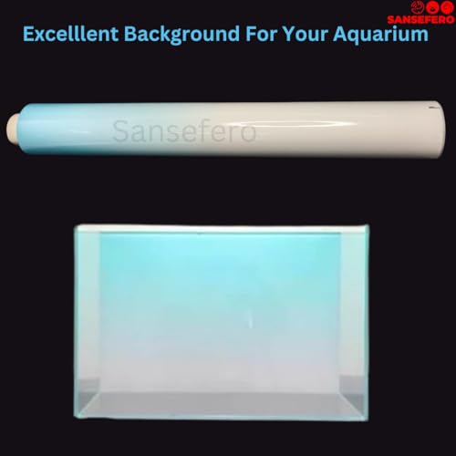 Image of Premier Plants Aquarium Fish Tank Background Blue and White Sticker Poster for Aquarium Background Gradient Poster (5 ft Length x 2 ft Height)