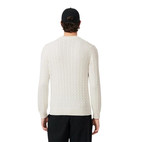 Lacoste Men's French Fashion Sport Regular Fit Crew Neck Long Sleeve Cable Stitch Sweater3