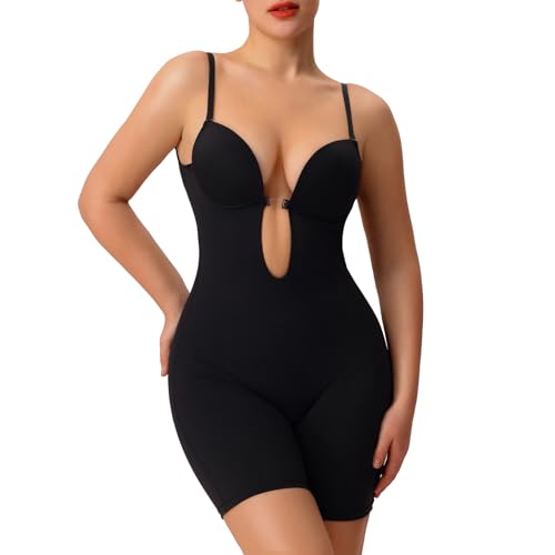 Image of Slimers Backless Shapewear Strapless Bodysuit - Low Back Women Body Shaper : Slimming Built In Bra With Plunge