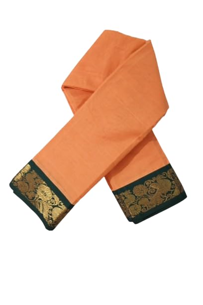 Image of Indian Traditional pure cotton Gadwall Saree for Women, Light pink Colour and green Border
