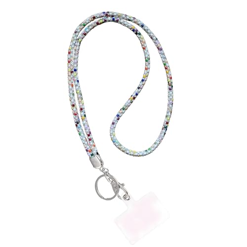 Global Shopper Fashion 34.8'' Sparkle All Round Crystal Neck Lanyard,Exclusive Bling Work Name Card Holder,Rhinestone Badge Reel Clip for Women(Mixed Colors)