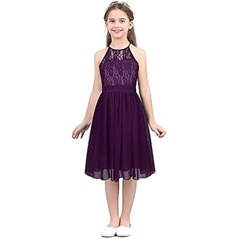 IEFIEL Vestido Corto de Fiesta Boda para Niña sin Manga Cover