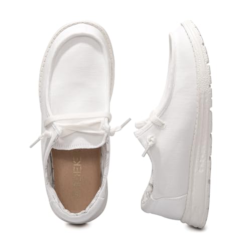 Image of Women's Canvas Loafers, Comfortable Slip-On Walking Shoes | Breathable Fabric Upper, Flexible Boat-Shoe Styling, Easy On and Off for Errands, Travel, Commuting and Everyday Wear