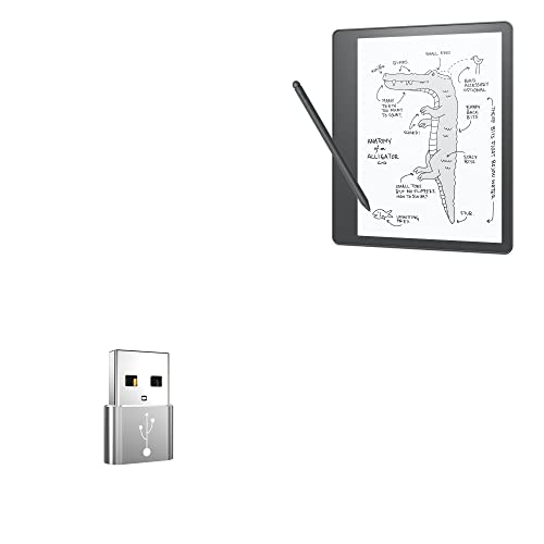 BoxWave Adapter Compatible with Amazon Kindle Scribe - USB-A to C PortChanger (5-Pack), Type-C OTG Convert Charging Data Adapter - Metallic Silver