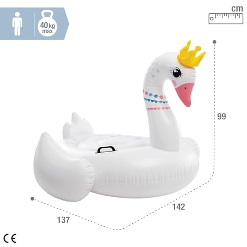 Image of Ride-On Air Inflatable Swimming Pool Float| Children Safety Rider Tube Float for Water Fun |Floater Raft Lounger Pool Mattress for Kids & Adults with Handles (Age 3+) (Majestic Swan)