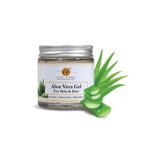 Organic Pure Aloe Vera Gel, 99% Aloe Vera Juice, Skin Moisturiser, Soothes Scalp, Treats Rashes,...