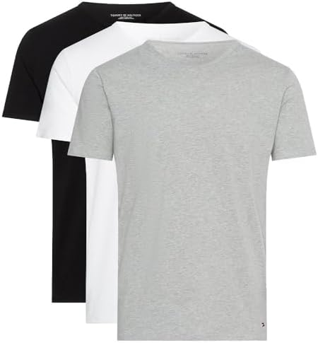 Tommy Hilfiger Erkek STRETCH CN TEE SS 3PACK Shirt Black/White/Grey Heather XL - Görsel 1