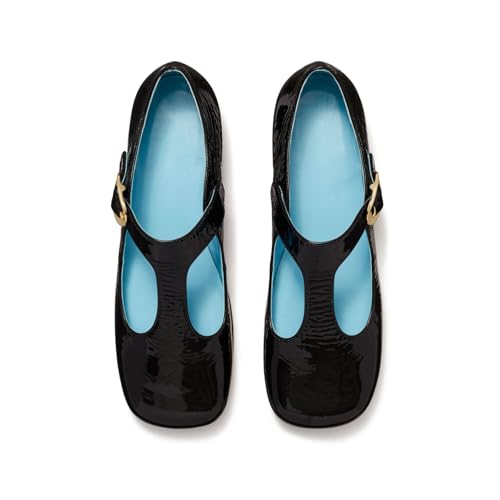 Women's Leather Ballet Flats with Adjustable T-Strap Buckle, Round-Toe Mary Jane Shoes for Comfort & Style3