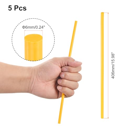 Image of uxcell 5 Pcs Yellow Plastic Rods 6 x 406mm ABS Styrene Round Stick Round Solid Bar DIY Model for DIY Toys Building Making Architectural Model Making