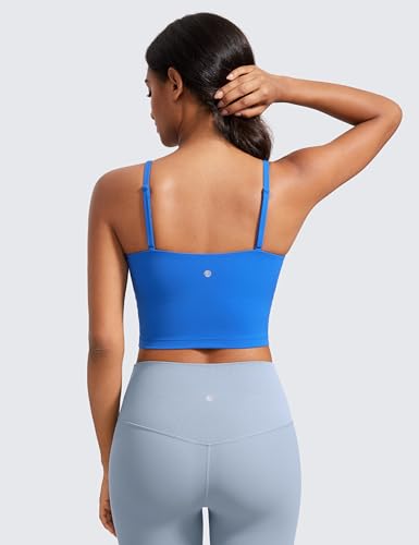 Image of CRZ YOGA Butterluxe Cami Crop Tank Tops | Light Support, Removable Pads, Yoga, Extremely Soft, Square Neck, Spaghetti Straps, Longline Sports Bras for Women