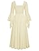 Renaissance Long Dress Bell Sleeve High Low Dress Medieval Pirate Costume Ivory L