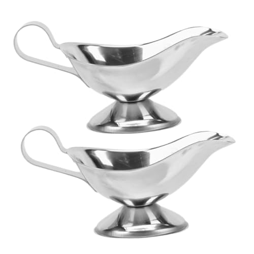 GRIRIW 2pcs Steak Sauce Boat Sugar Holder Gravy Bowl Hot Sauce Boat Sauce Dipping Bowls Milk Carton Holder Au Jus Cups Gravy Server Sauce Boat Creamer Pitcher Jugs Silver Stainless Steel