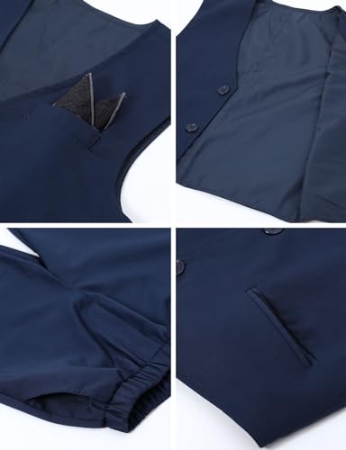 Image of A&J DESIGN Boys Short Suit Set 3 Pieces Kids Formal Gentleman Outfit, 4-11 Years, Shirt + Vest + Shorts + Bow Tie