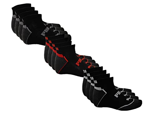 PUMA Men's 6 Pack Low Cut Socks, Black/Red, 10-132
