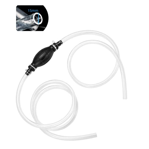 Gasoline Siphon Hose - Gas Oil Water Fuel Transfer Siphon Pump with 2 Durable PVC Hoses，Portable Widely Use Hand Fuel Pump for Fish Tank Brewing